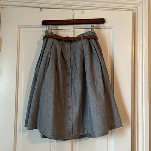Modcloth Gray Chambray Midi Skirt